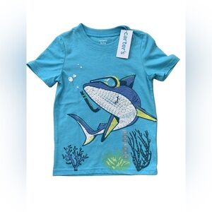 Carter’s NWT Size 5T Textured Shark Print Graphic Tee
